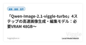「Qwen-Image-2.1-viggle-turbo」4ステップの高速画像生成・編集モデル：必要VRAM 48GB〜