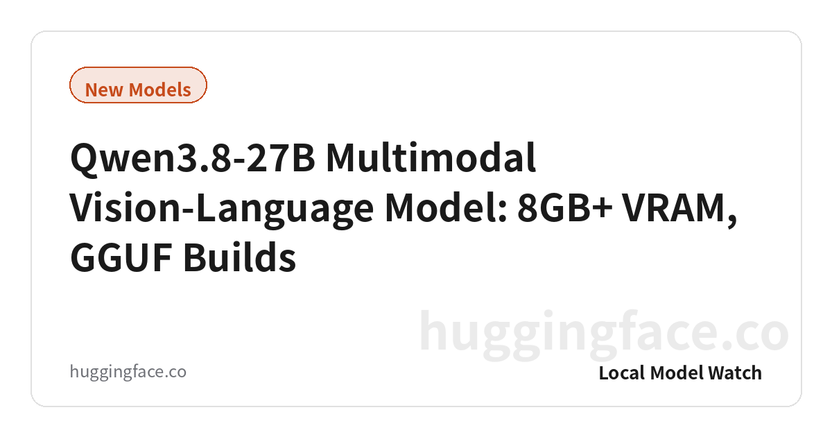 Qwen3.8-27B Multimodal Vision-Language Model: 8GB+ VRAM, GGUF Builds