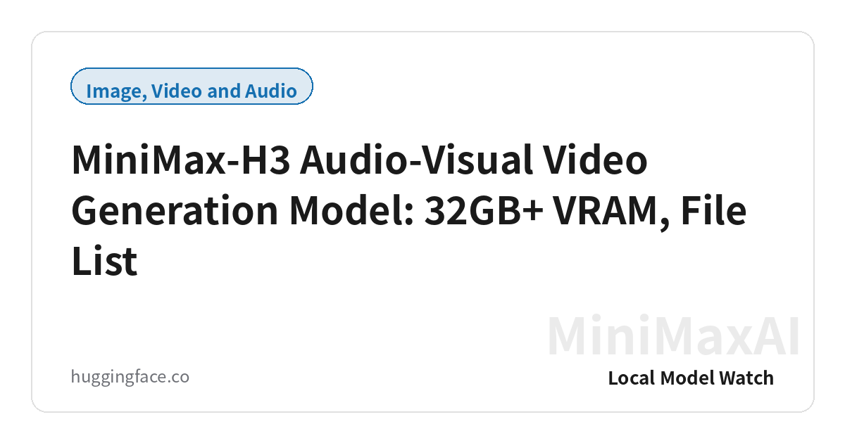 MiniMax-H3 Audio-Visual Video Generation Model: 32GB+ VRAM, File List