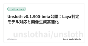 Unsloth v0.1.900-beta公開：Laya判定モデル対応と画像生成高速化