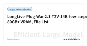 LongLive-Plug-Wan2.1-T2V-14B-few-step: 80GB+ VRAM, File List