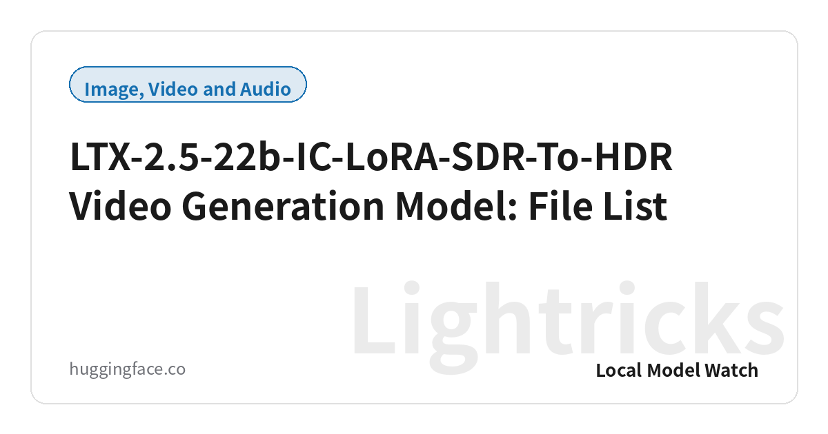 LTX-2.5-22b-IC-LoRA-SDR-To-HDR Video Generation Model: File List