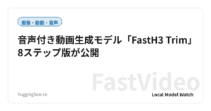 音声付き動画生成モデル「FastH3 Trim」8ステップ版が公開